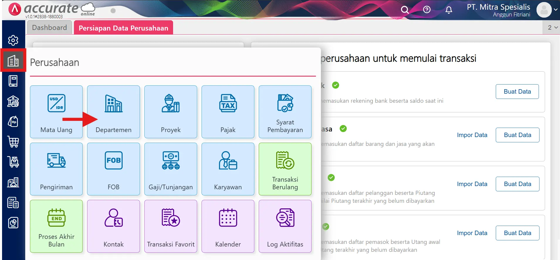 7 Cara menambahkan data departemen dan proyek